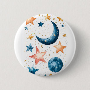 Badge Rond 5 Cm Aquarelle des rêves célestes