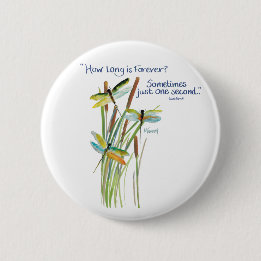 Badge Rond 5 Cm Aquarelle Dragonfly avec cote Lewis Carroll