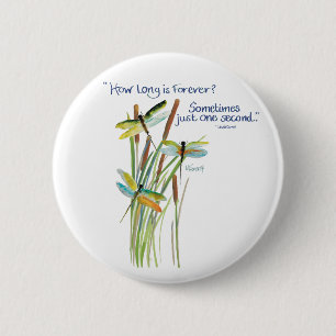 Badge Rond 5 Cm Aquarelle Dragonfly avec cote Lewis Carroll