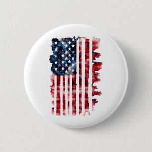 Badge Rond 5 Cm Aquarelle drapeau américain
