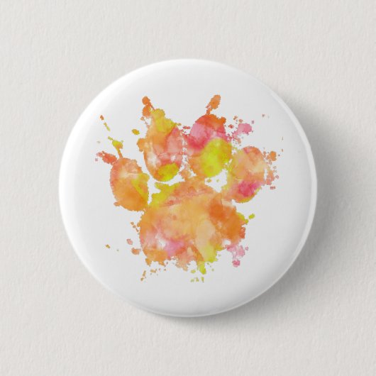 Badge Rond 5 Cm Aquarelle Empreinte de patte de chien (Devant)