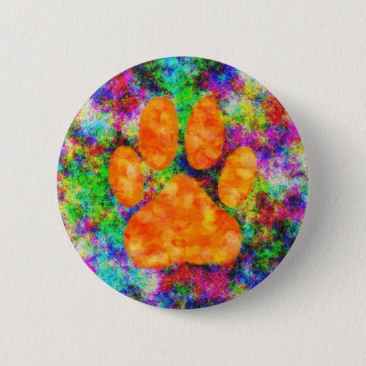 Badge Rond 5 Cm Aquarelle Empreinte de patte de chien (Devant)