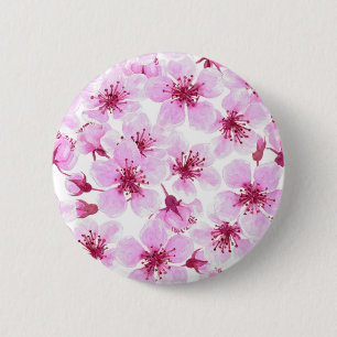 Badge Rond 5 Cm Aquarelle en fleurs de cerisier
