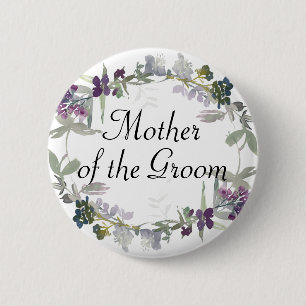 Badge Rond 5 Cm Aquarelle Fleur Sauvage Lavande Beau-Père de la Ma