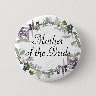 Badge Rond 5 Cm Aquarelle Fleur Sauvage Lavande Belle-Mère de la M