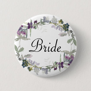 Badge Rond 5 Cm Aquarelle Fleur sauvage Lavender Floral Bride