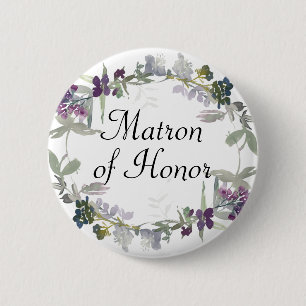 Badge Rond 5 Cm Aquarelle Fleur sauvage Lavender Matron d'honneur