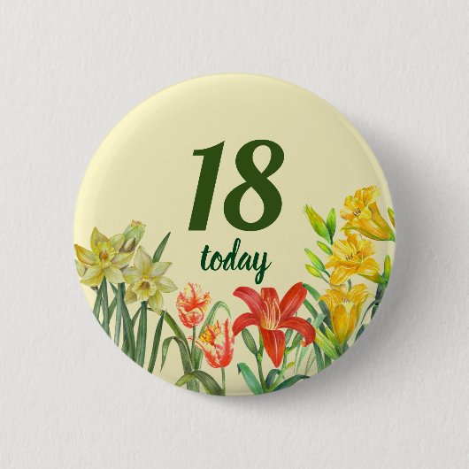 Badge Rond 5 Cm Aquarelle Fleurs de printemps Illustration florale (Devant)