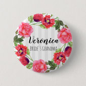 Badge Rond 5 Cm Aquarelle Fleurs d'été Circle Wreath Design (Devant)