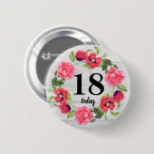 Badge Rond 5 Cm Aquarelle Fleurs roses Circle Conception de courro (Devant & derrière)