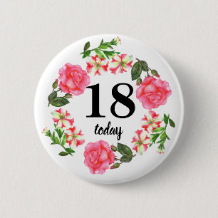 Badge Rond 5 Cm Aquarelle Fleurs roses Circle Conception de courro