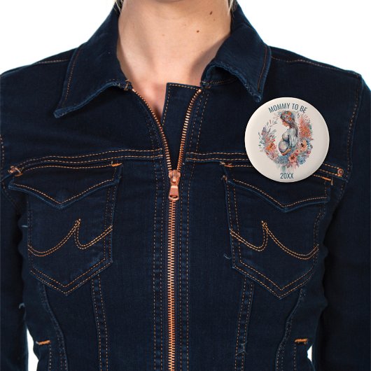 Badge Rond 5 Cm Aquarelle florale attend maman