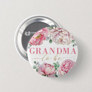 Badge Rond 5 Cm Aquarelle Florale "Grand-mère à être" Baby shower