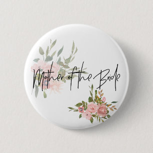 Badge Rond 5 Cm Aquarelle florale Mariée Mère de la mariée