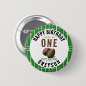 Badge Rond 5 Cm Aquarelle Football première année en bas | Anniver (Devant & derrière)