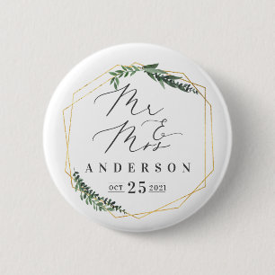 Badge Rond 5 Cm aquarelle géométrique or