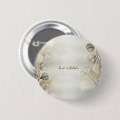 Badge Rond 5 Cm Aquarelle Golden Eucalyptus Foliage brillant éléga (Devant & derrière)
