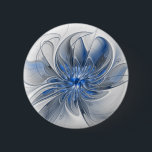 Badge Rond 5 Cm Aquarelle gris bleu Abstrait Fractal Art Flower<br><div class="desc">Fleur d'imaginaire unique aux tons bleu et gris,  abstraite et élégante. Conception pour votre bouton rond et plus encore.</div>