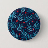 Badge Rond 5 Cm Aquarelle jardin nocturne - turquoise, bleu et rou (Devant)