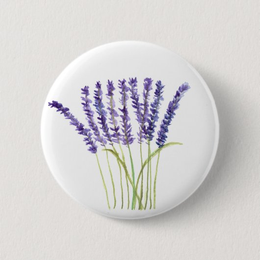 Badge Rond 5 Cm Aquarelle lavande fleurs violettes rustiques (Devant)