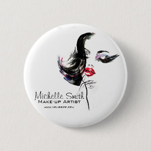 Badge Rond 5 Cm Aquarelle maquillage visage marque artiste