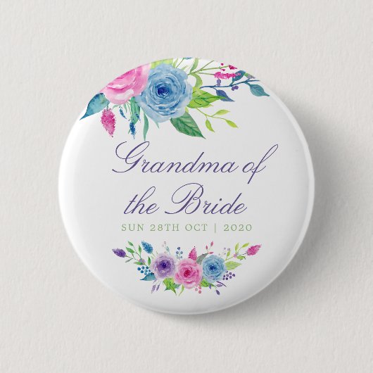 Badge Rond 5 Cm Aquarelle Mariage de la mariée (Devant)