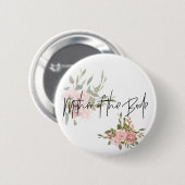 Badge Rond 5 Cm Aquarelle Mariage floral mère de la mariée (Devant & derrière)