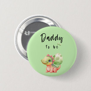 Badge Rond 5 Cm Aquarelle mignonne Bébé Dinosaure Daddy-to-be Bout
