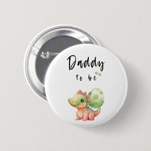 Badge Rond 5 Cm Aquarelle mignonne Bébé Dinosaure Daddy-to-be Bout
