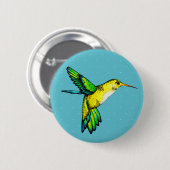 Badge Rond 5 Cm Aquarelle mignonne Colibri et points blancs (Devant & derrière)
