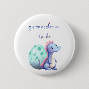 Badge Rond 5 Cm Aquarelle mignonne Petit Dinosaure Grand-mère à êt