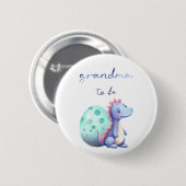 Badge Rond 5 Cm Aquarelle mignonne Petit Dinosaure Grand-mère à êt (Devant & derrière)