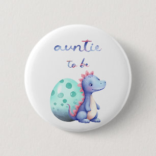 Badge Rond 5 Cm Aquarelle mignonne Petit Dinosaure Tante à être