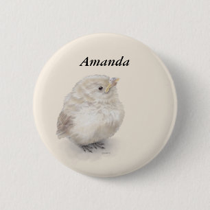 Badge Rond 5 Cm Aquarelle numérique Baby Sparrow