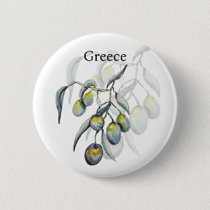 Badge Rond 5 Cm Aquarelle peinte à la main Olive Magique