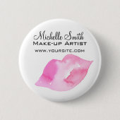 Badge Rond 5 Cm Aquarelle rose lèvres maquillage marque (Devant)
