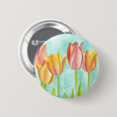 Badge Rond 5 Cm Aquarelle rose pastel Fleurs de tulipe (Devant & derrière)