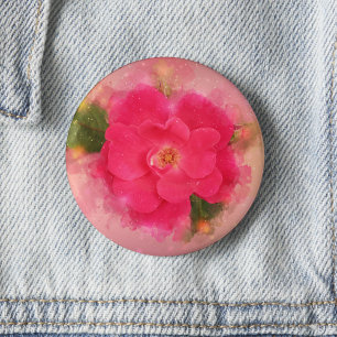 Badge Rond 5 Cm Aquarelle rose rose