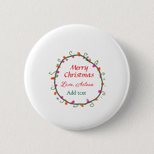 Badge Rond 5 Cm aquarelle rouge blanc floral wreath joyeux Noël
