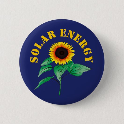 Badge Rond 5 Cm Aquarelle Tournesol Solaire Énergie Marine Bleu (Devant)