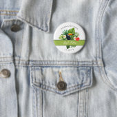 Badge Rond 5 Cm Aquarelle Tropical avec Toucan Best Man Green ID57 (En situation)