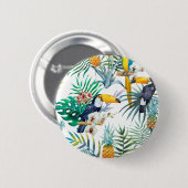 Badge Rond 5 Cm Aquarelle tropicale d'oiseau de perroquet d'ananas (Devant & derrière)