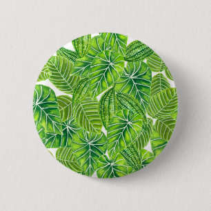 Badge Rond 5 Cm Aquarelle tropicale feuille design motif