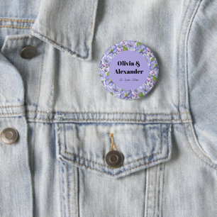 Badge Rond 5 Cm Aquarelle Violettes Violettes & Motif Floral