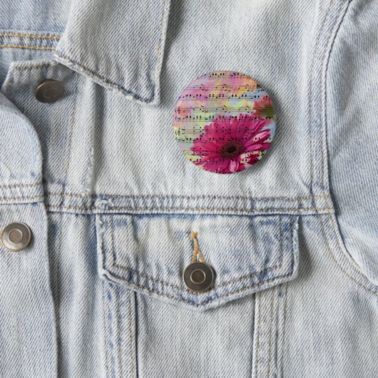 Badge Rond 5 Cm Aquarelles girly tendance mignonnes fleurs Gerbera (En situation)