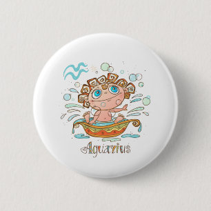 Badge Rond 5 Cm Aquarius Cartoon Baby