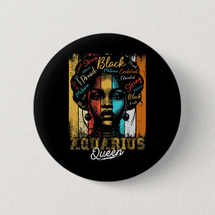 Badge Rond 5 Cm Aquarius Queen Born Nov Dec Zodiac Black History M