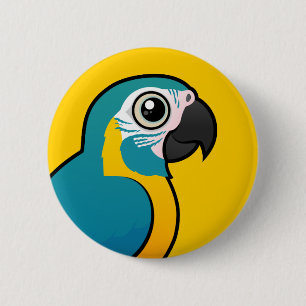 Badge Rond 5 Cm Ara Bleu-throated de Birdorable