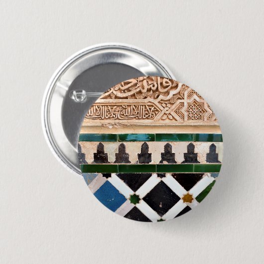 Badge Rond 5 Cm Arabesque Mosaic Tile Pattern Button (Devant & derrière)