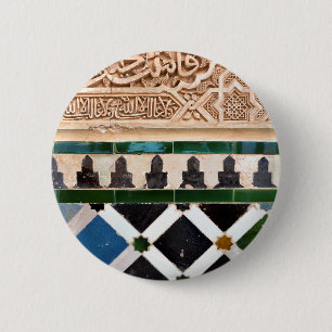 Badge Rond 5 Cm Arabesque Mosaic Tile Pattern Button